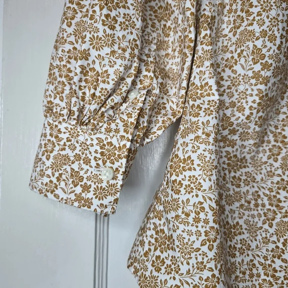 Ann Mashburn 100% Cotton Blouse – Size L - White / Caramel Floral Pattern - Picture 4 of 10